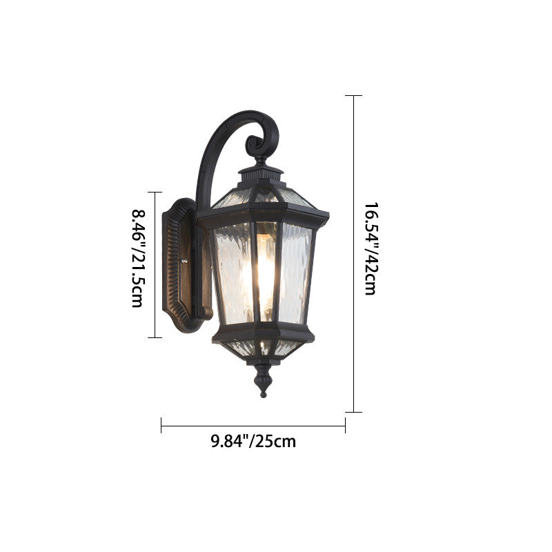 Lampe murale à un feu en cylindre octogonal en verre d&