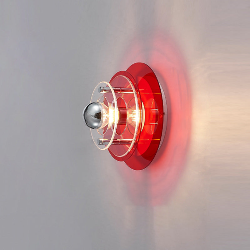 Moderne minimalistische mehrschichtige fliegende Untertasse Eisen Acryl 1-Licht Wandleuchte Lampe für Wohnzimmer 