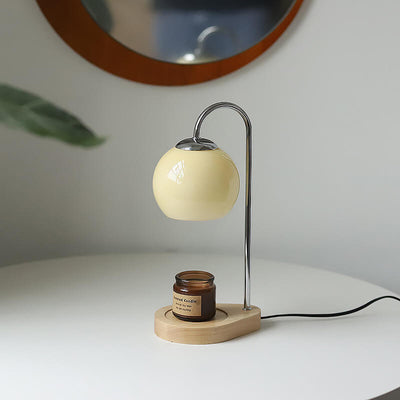 Modern Simple Solid Wood Candle Spherical 1-Light Melting Wax Table Lamp