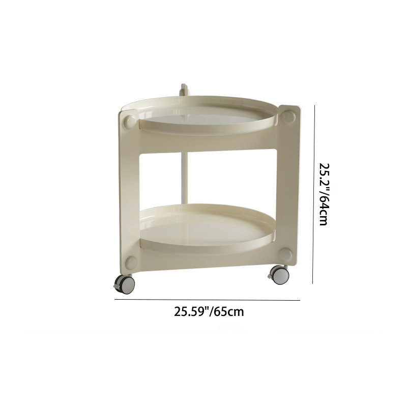 Zeitgenössischer kreativer runder PET-Acryl-Beistelltisch mit 2 Ebenen für das Wohnzimmer 