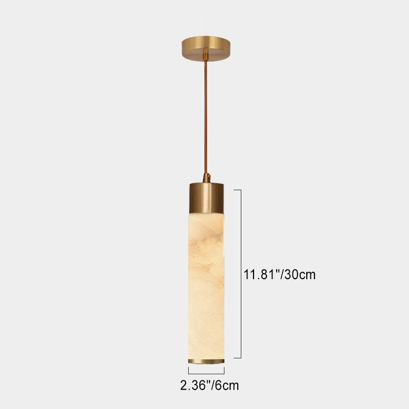 Moderne minimalistische Zylinder Kupfer Jade LED Pendelleuchte für Schlafzimmer 
