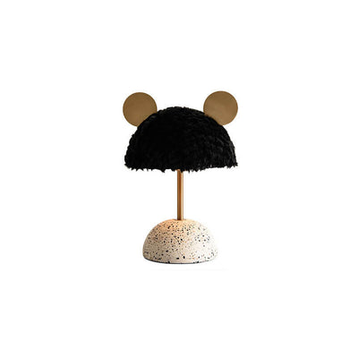 Lampe de table 1 lumière avec abat-jour en peluche créative nordique et base en terrazzo matériel 