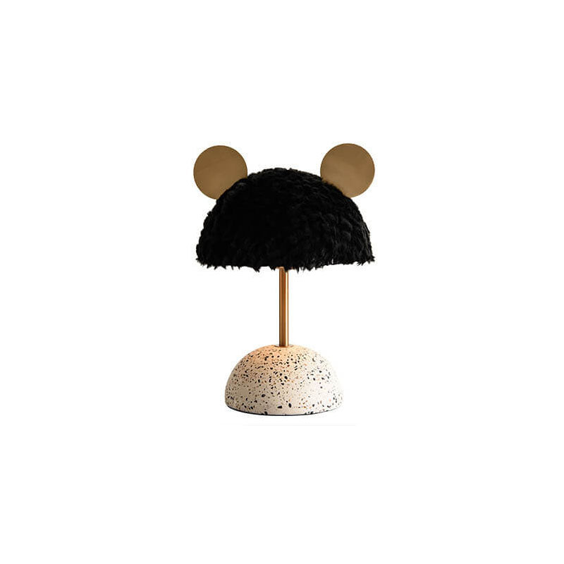 Lampe de table 1 lumière avec abat-jour en peluche créative nordique et base en terrazzo matériel 