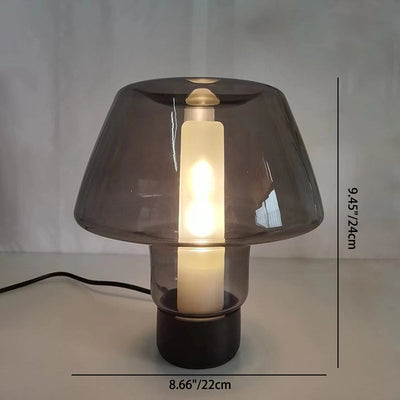 Moderne minimalistische runde Tischlampe aus Glas und Metall mit 1 Licht für Schlafzimmer 