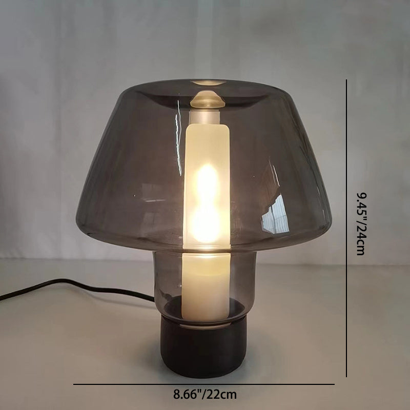 Moderne minimalistische runde Tischlampe aus Glas und Metall mit 1 Licht für Schlafzimmer 