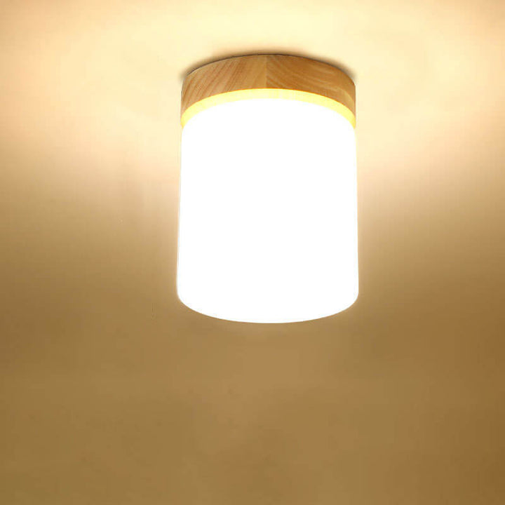 Luz de techo semiempotrada de 1 luz cuadrada circular de madera minimalista nórdica moderna 