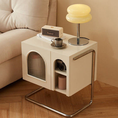 Table de chevet moderne minimaliste rectangulaire en verre avec panneau en bois et acier inoxydable à 3 tiroirs pour chambre 