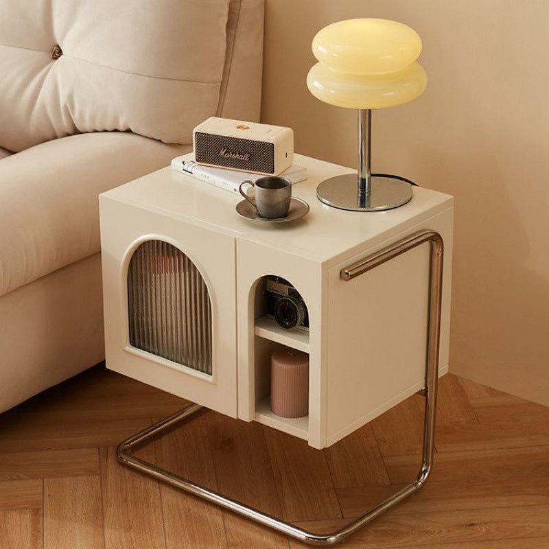 Table de chevet moderne minimaliste rectangulaire en verre avec panneau en bois et acier inoxydable à 3 tiroirs pour chambre 