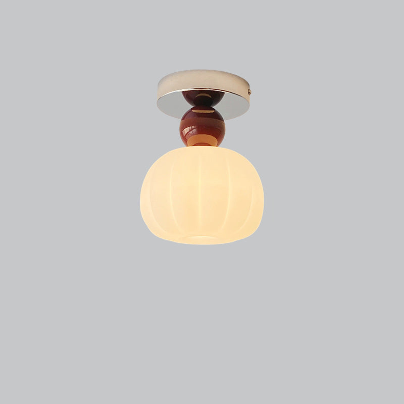 Moderno Minimalista Redondo Calabaza Orbe Hierro Acrílico 1-Luz Montaje Semi-empotrado Luz de Techo Para Pasillo 