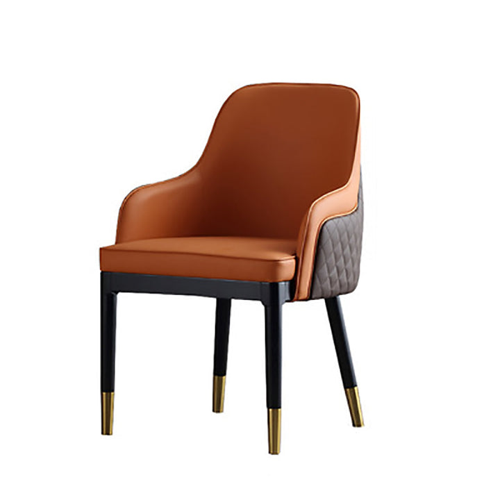 Chaise de salle à manger contemporaine en cuir Napa nordique en bois métal éponge carrée avec dossier et accoudoirs pour salle à manger 