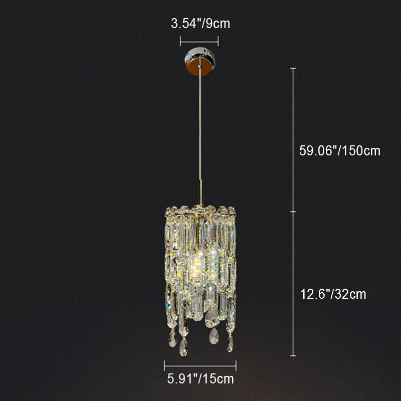 Lustre Contemporain de Luxe Éblouissant en Cristal Clair Prismatique à 1 Lumière pour Salon 