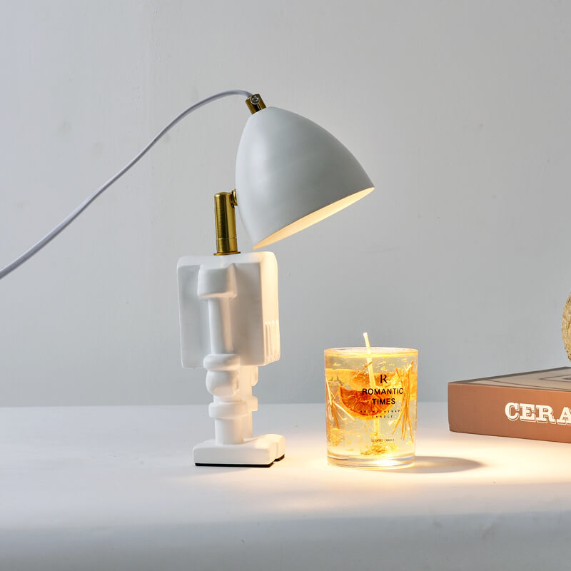 Modern Art Deco Resin Iron Robot 1-Light Melting Wax Table Lamp For Bedroom