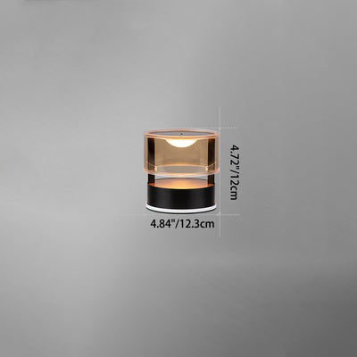 مصباح طاولة LED أسطواني من الألومنيوم والفولاذ المقاوم للصدأ مع PMMA وPC بتصميم بسيط حديث للجانب السرير 