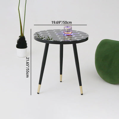 Table basse ronde moderne minimaliste en verre avec capteur en acier au carbone pour salon 