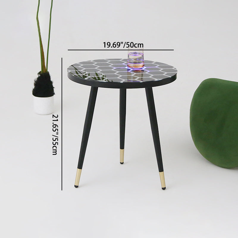 Table basse ronde moderne minimaliste en verre avec capteur en acier au carbone pour salon 