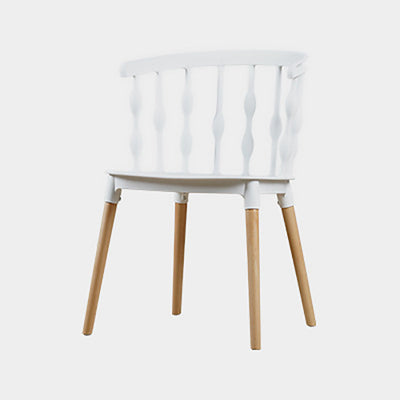 Chaise de salle à manger en plastique PP à lanières verticales créatives contemporaines avec dossier en hêtre pour salle à manger 