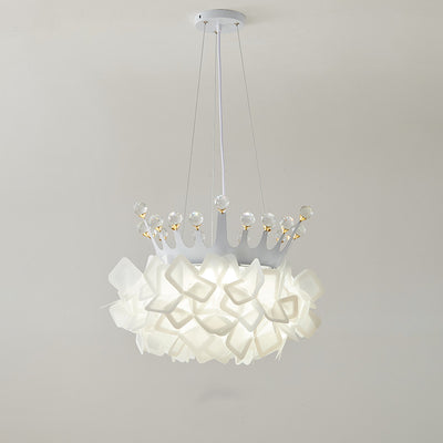 Zeitgenössische kreative Hardware Crown Decor PVC Petal Shade LED Pendelleuchte für Wohnzimmer 