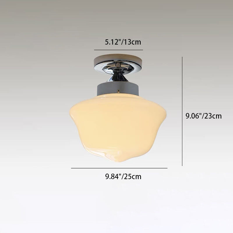 Luz de techo semiempotrada de 1 luz con forma de tarta de huevo de hierro y vidrio de simplicidad contemporánea para sala de estar 