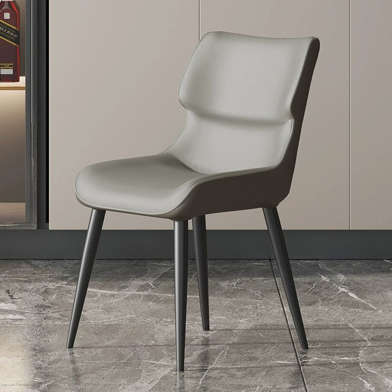 Dossier de chaise de salle à manger rembourré en cuir microfibre de luxe contemporain pour salle à manger 