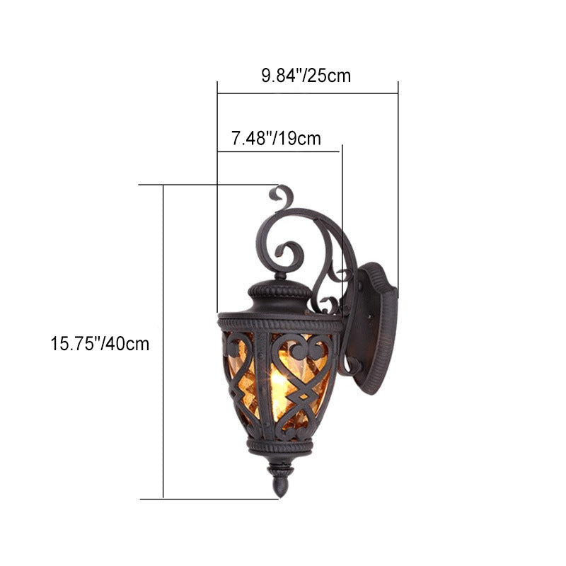 Lanterne traditionnelle européenne en aluminium en forme de lanterne en verre à 1 lumière pour jardin 