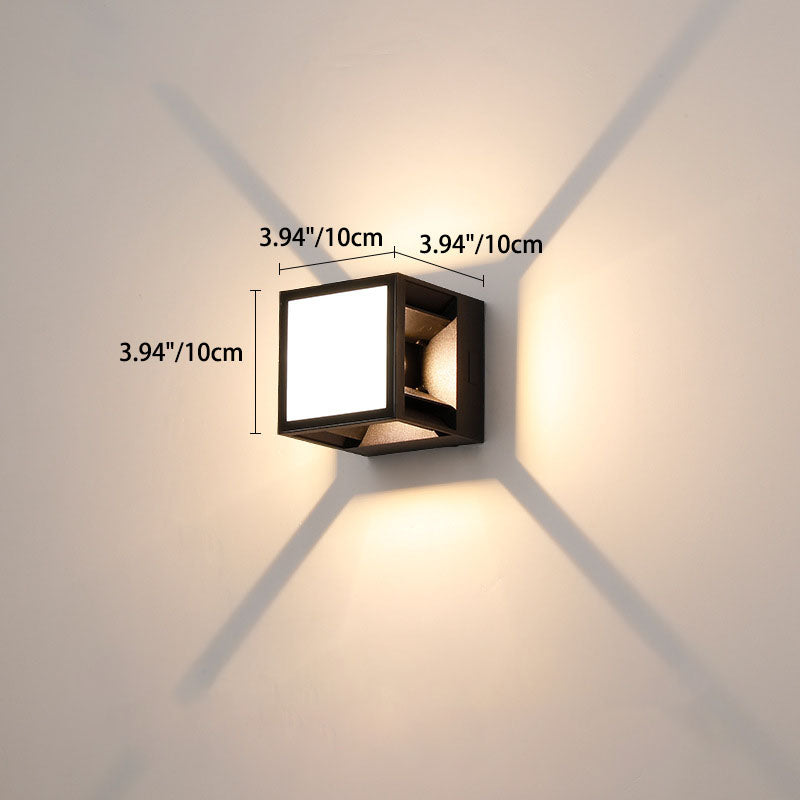 Applique murale LED en aluminium à rayures carrées solaires modernes et minimalistes pour jardin 