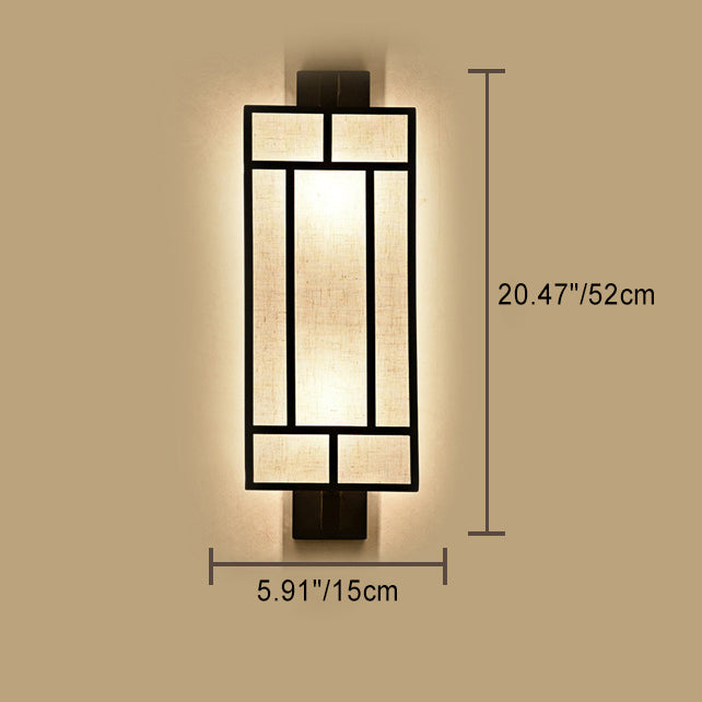 Lámpara Aplique de Pared de 1 Luz de Hierro con Pantalla de Tela Rectangular Retro Contemporánea para Comedor 