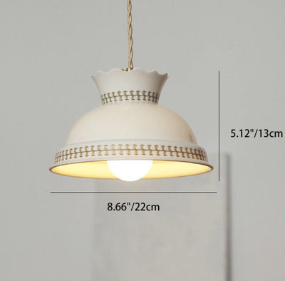 Lámpara colgante de 1 luz con forma de cuenco de cerámica impresa en latón japonés tradicional para sala de estar 