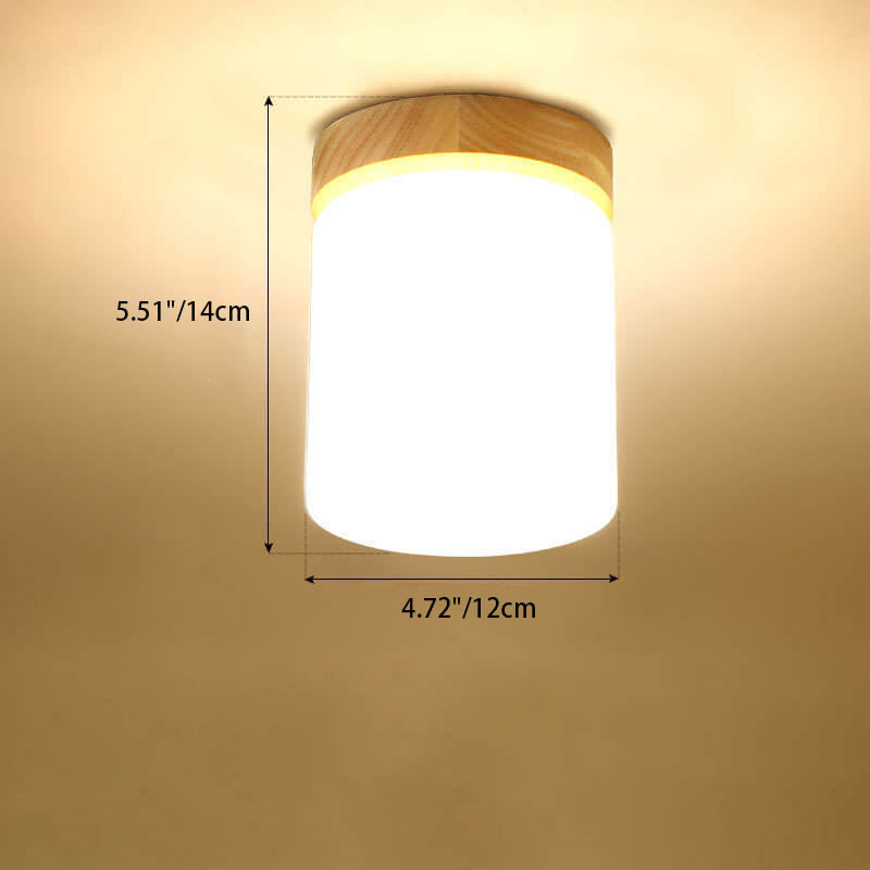Luz de techo semiempotrada de 1 luz cuadrada circular de madera minimalista nórdica moderna 