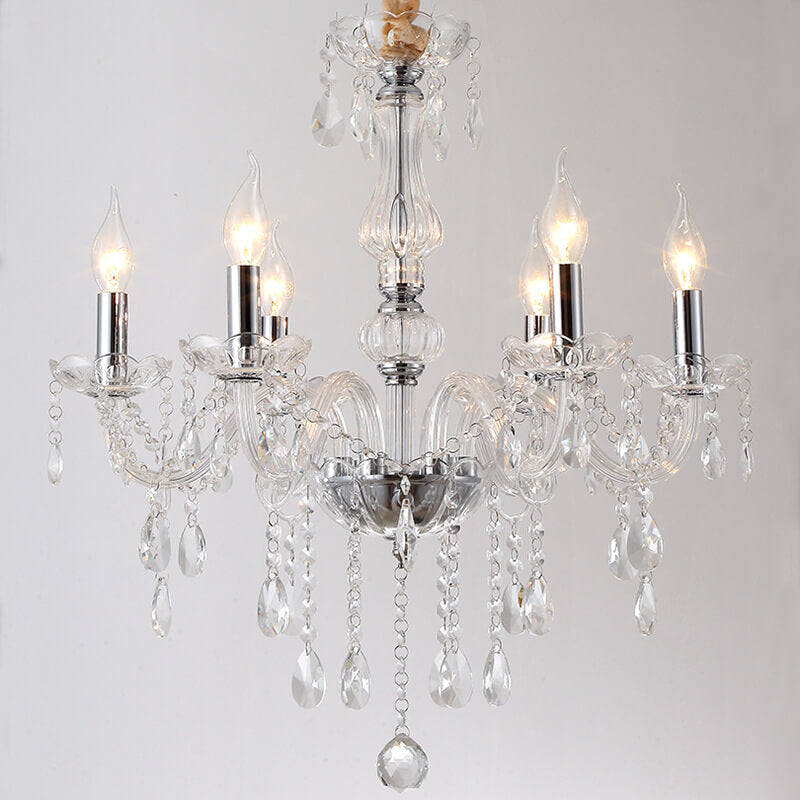 Zeitgenössischer Luxus runder Kerzenhalter Glas 3/4/5/6 Licht Kronleuchter für Wohnzimmer 