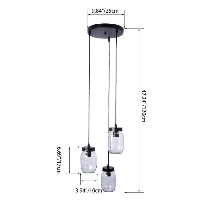 Candelabro de 3 luces con botella de vidrio de hierro de simplicidad moderna para sala de estar 