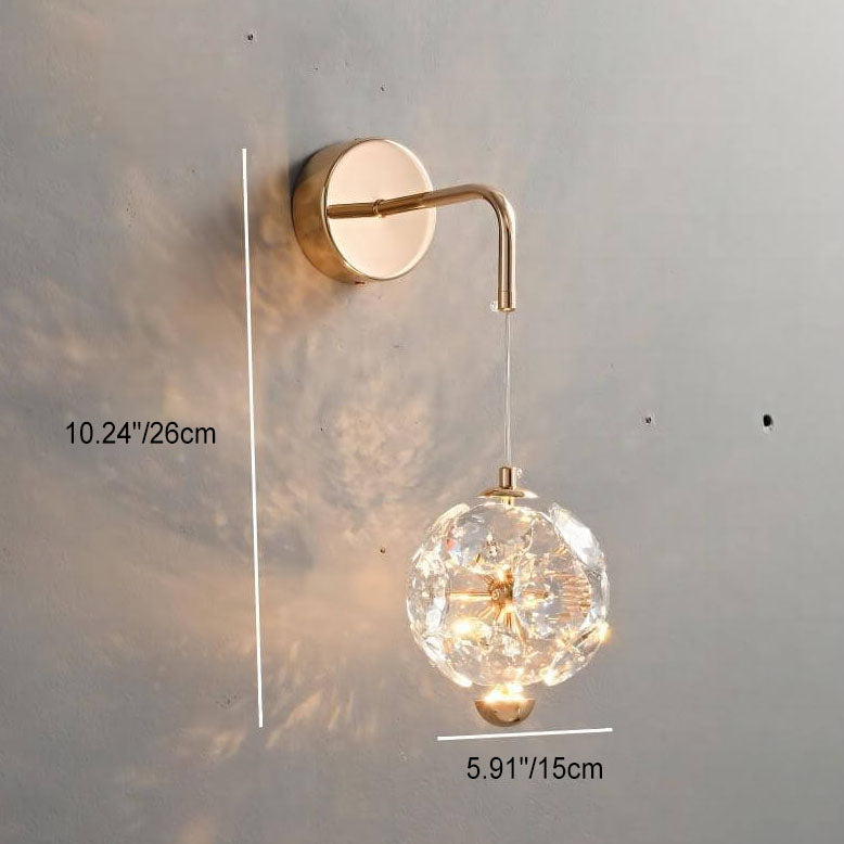 Lámpara de pared de cristal LED de hardware moderno de lujo para dormitorio 