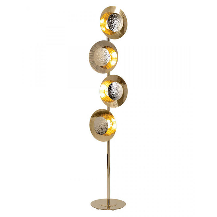 Contemporary Creative Light Gold Circles Disc Long Pole LED Standing Floor Lamp For Living Room
