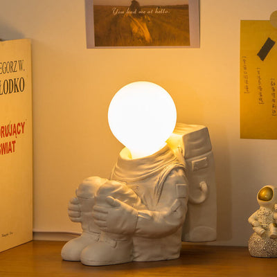 Contemporary Creative Astronaut Resin Glass 1-Light Table Lamp For Bedroom