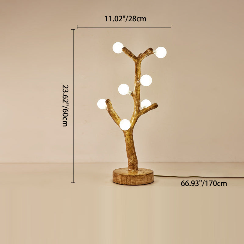 Lampe de table traditionnelle japonaise en résine avec orbe en brindilles, verre, matériel, 3/7/8/12/16 lumières pour chambre à coucher 