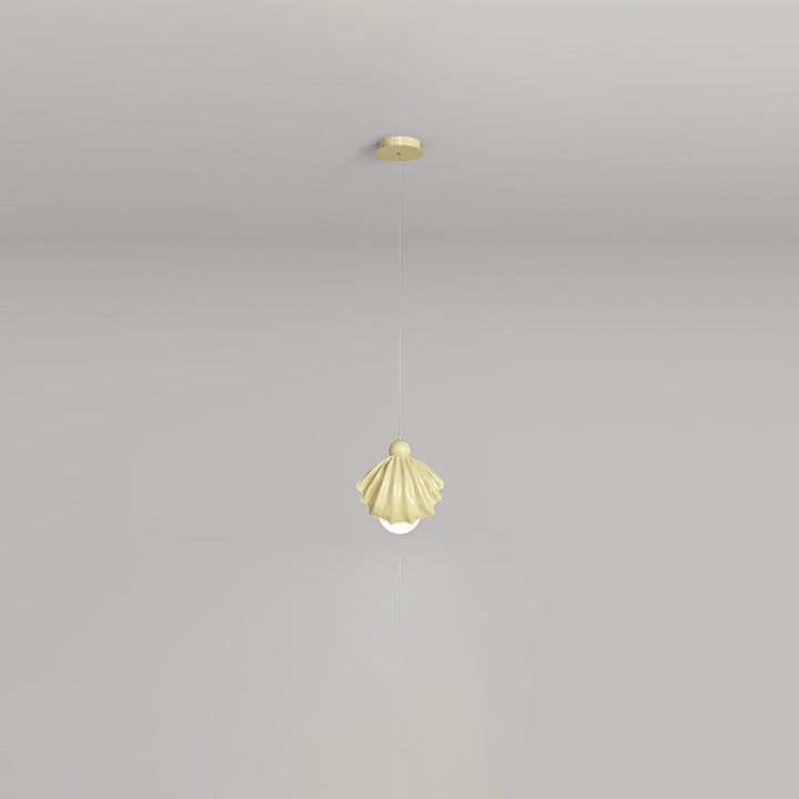 Design contemporain de coquille en résine de fer crème nordique 1-lumière suspension pour salon 