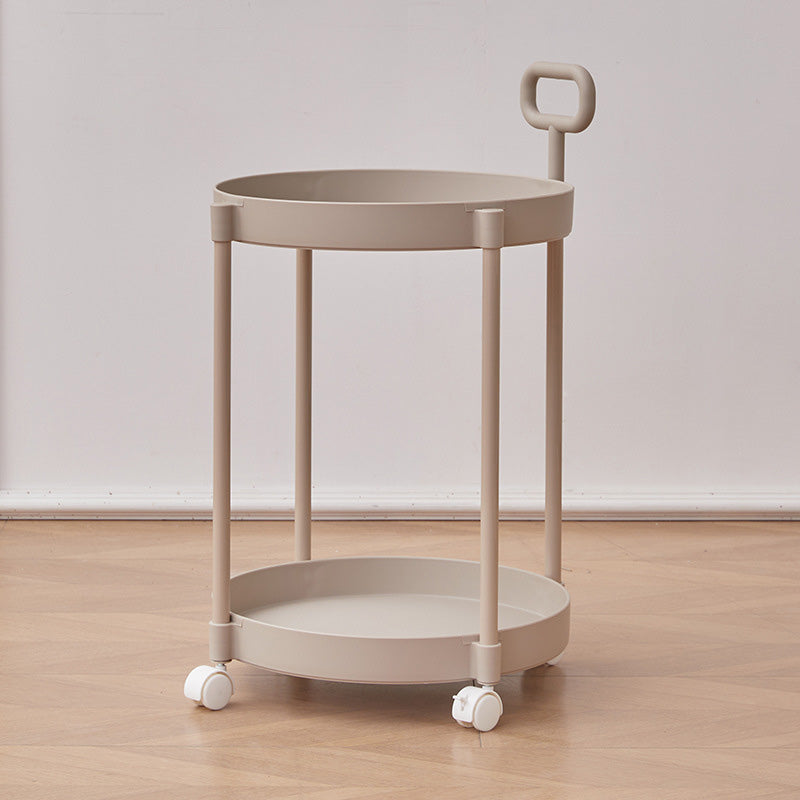 Moderner minimalistischer runder Couchtisch aus PP und Carbonstahl, drehbar, mit zwei Ebenen, für das Wohnzimmer 