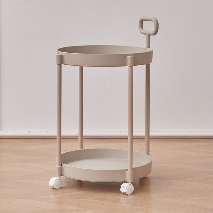 Moderner minimalistischer runder Couchtisch aus PP und Carbonstahl, drehbar, mit zwei Ebenen, für das Wohnzimmer 