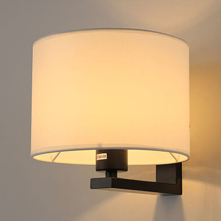 Chinesische Retro-Elektroplattierte Eisen Zylindrische Stoffschirm 1-Licht Wandleuchte 