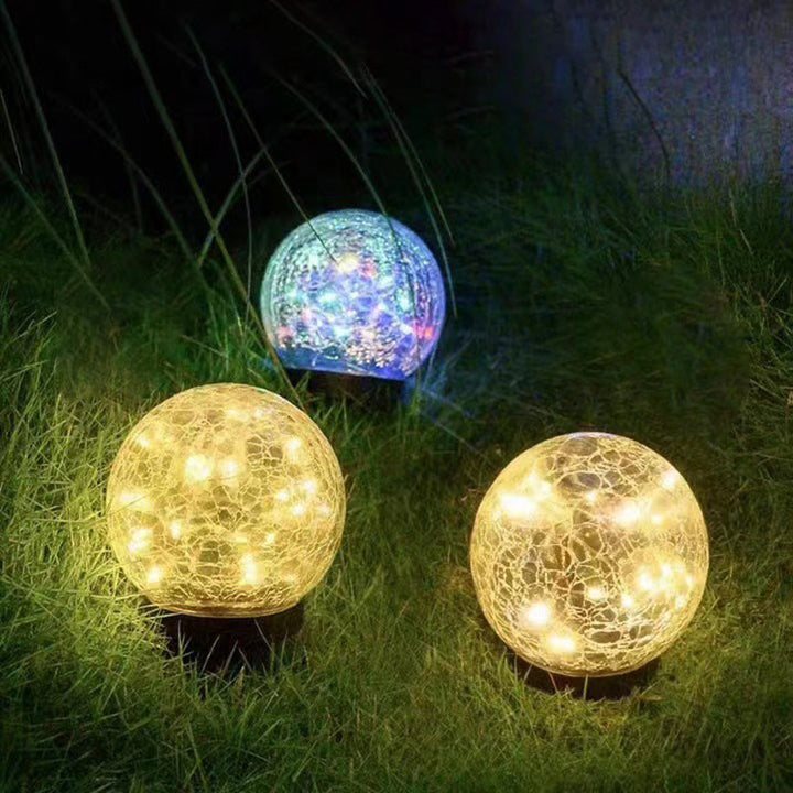 إضاءة خارجية LED للمناظر الطبيعية من كرات زجاجية بأسلاك نحاسية بلاستيكية تعمل بالطاقة الشمسية ومقاومة للماء بتصميم آرت ديكو حديث للحديقة 