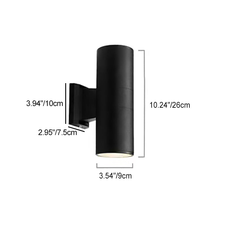 Contemporary Industrial Cylindrical Aluminum Glass Up And Down Luminous LED Waterproof Wall Sconce Lamp For Outdoor Patio