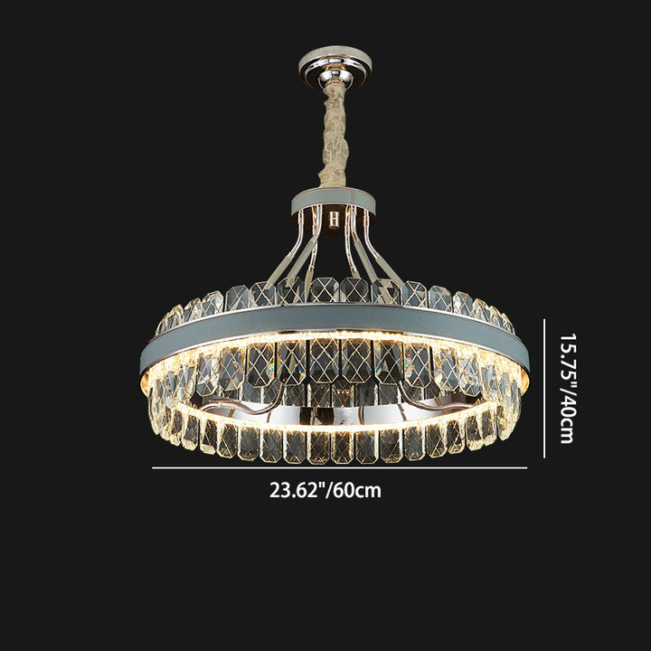 Modern Luxury Crystal Round Iron Crystal LED Chandelier For Bedroom
