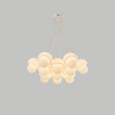 Nordic Minimalist White Mushroom Iron PE 7-Light Island Light Chandelier