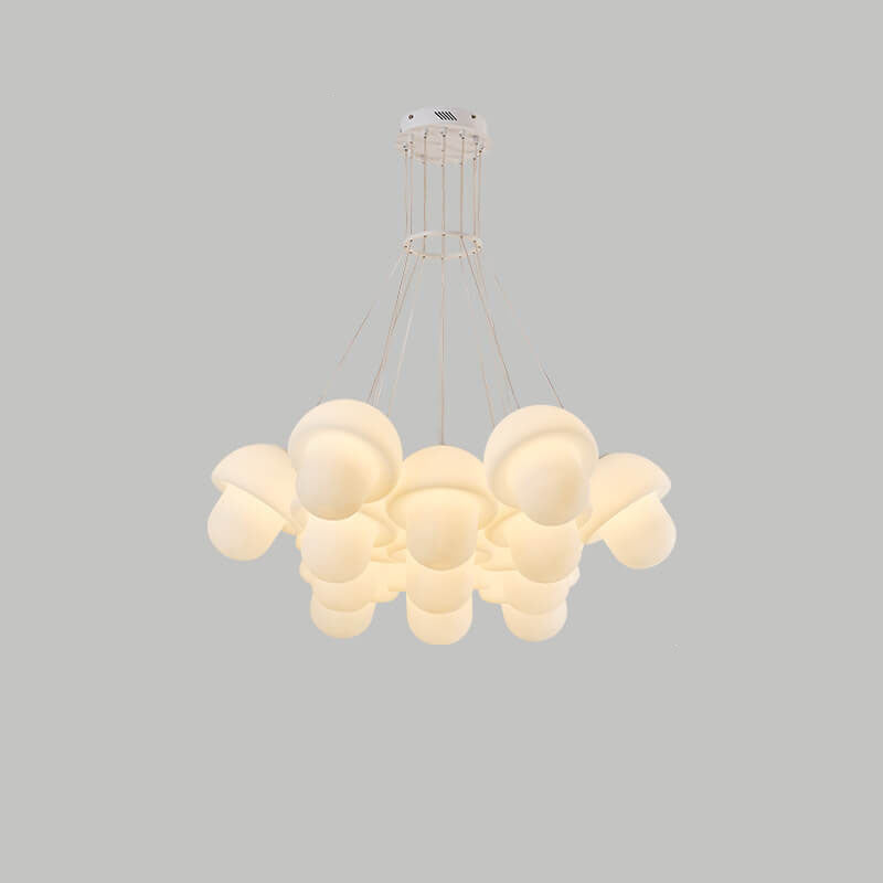 Nordic Minimalist White Mushroom Iron PE 7-Light Island Light Chandelier