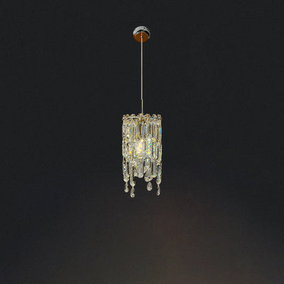 Art Déco Moderne Cylindre Matériel Cristal 1-Lumière Suspension Pour Salon 