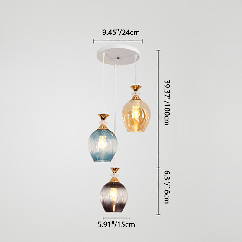 Nordic Gradient Glass Orb 1/3 Light Chandelier