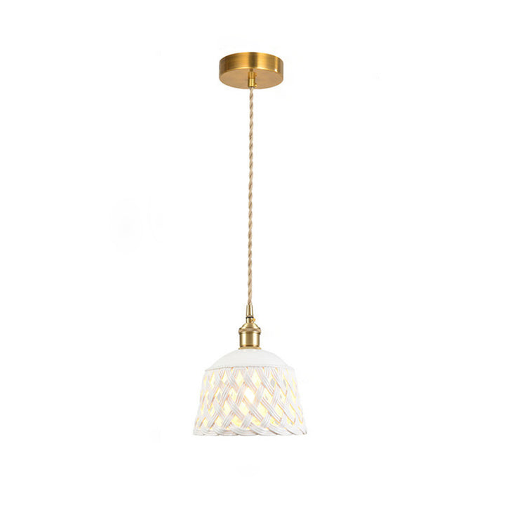 Suspension à 1 lumière pour salle à manger avec bol rond en fil de fer torsadé tressé en fer nordique contemporain 