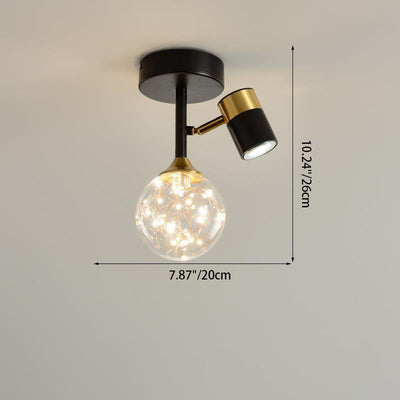 Contemporary Nordic Hardware Glass Cylindrical Sphere 1/2/3-Light Semi-Flush Mount Ceiling Light For Entryway