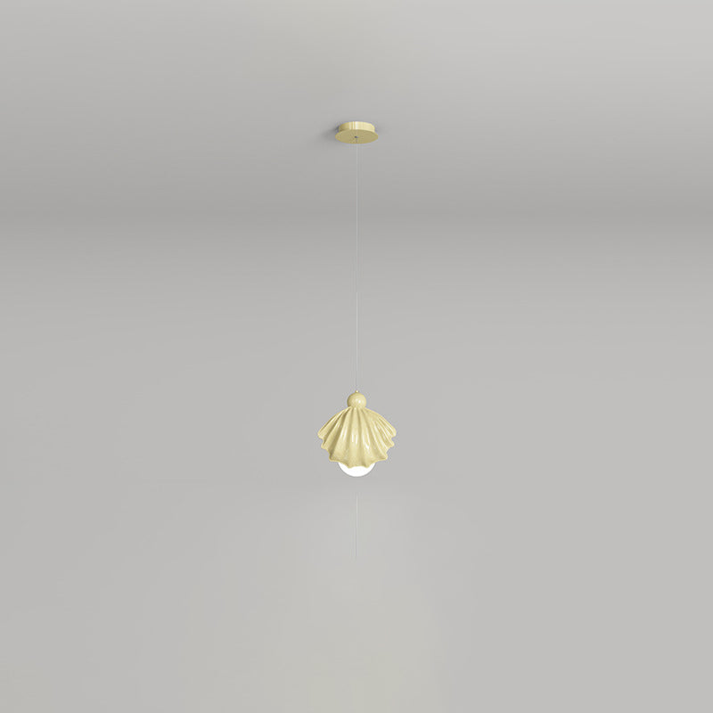 Design contemporain de coquille en résine de fer crème nordique 1-lumière suspension pour salon 