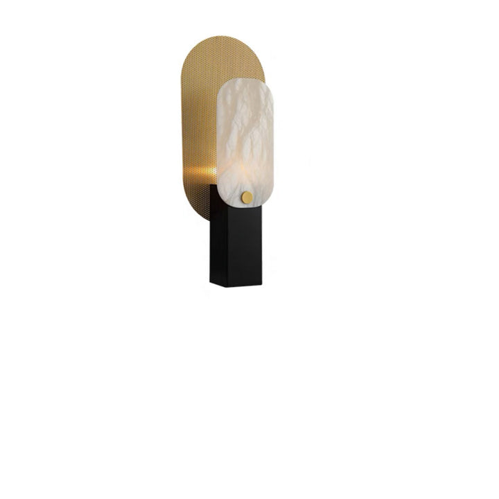 Lampe de table moderne Art déco rectangle arrondi en marbre avec abat-jour en métal à 1 lumière pour chambre à coucher 