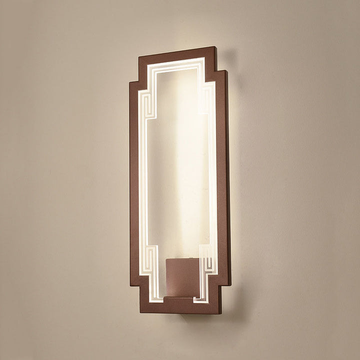 Lampe murale LED en acrylique fer à feuille de lotus rayée rectangulaire chinoise traditionnelle pour chambre 